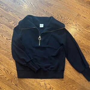Varley Black Half-Zip Pullover with Ring Zipper